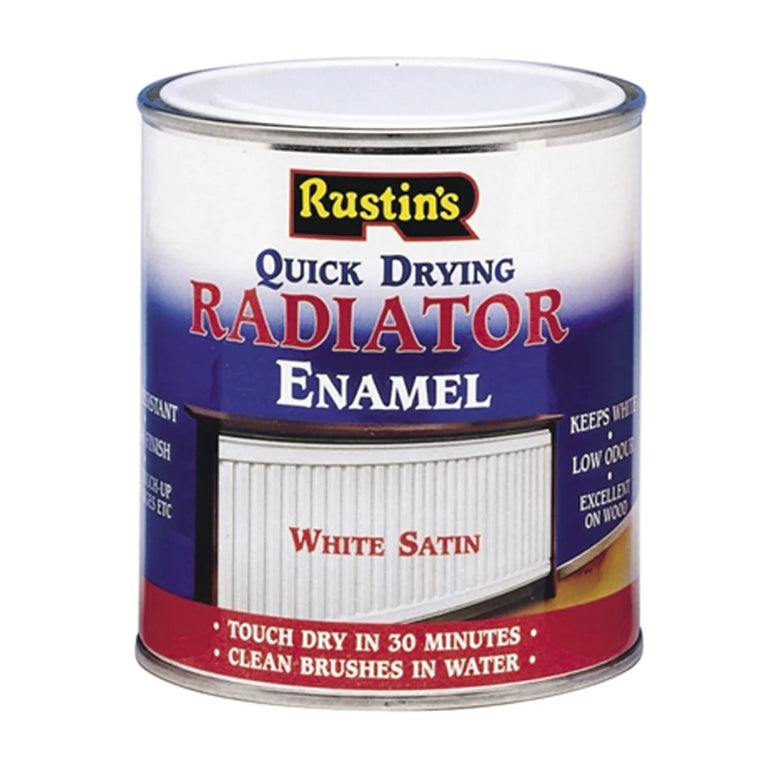 Rustins 500ml Radiator Enamel Paint - Satin White