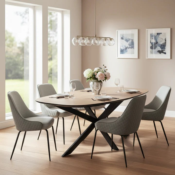 Stylish dining table with sintered stone top – Axton Extendable Dining Table