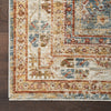 Nourison Sahar Rug SHR01 Blue rug with a bordered design and fringed ends