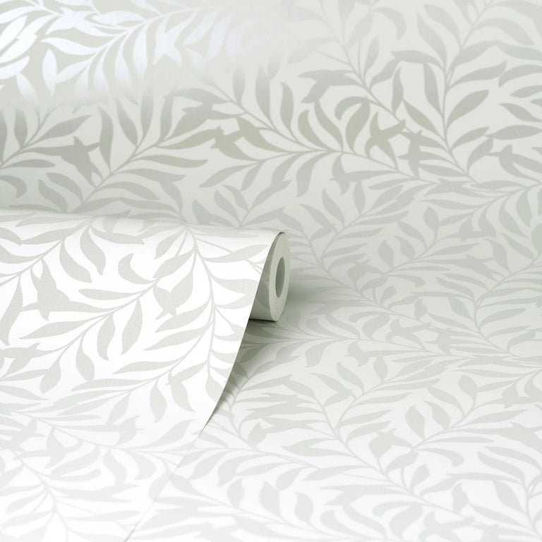 Salix Silver Leaf Wallpaper – Metallic Floral Wallpapers for Home Decor