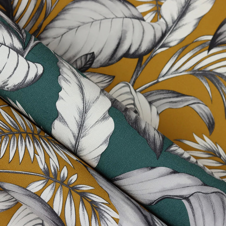 Salsa Leaves Wallpaper – Mustard Floral Wallpapers for Home Decor