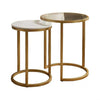 Salzburg set of two nesting side tables with marble and glass tops