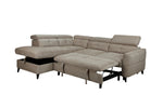 Samantha Fabric Corner Sofabed LHF Brown picture with opened torage space