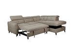 Samantha Fabric Corner Sofabed RHF Brown with opened sorage space
