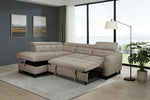 Samantha Fabric Corner Sofabed LHF Brown picture of the sofa reclied to bed