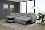 Samantha Fabric Corner Sofabed LHF Grey picture of the sofa reclined to bed