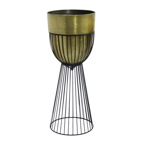 Sana Planter With Stand Brass Black Large picture on the white background