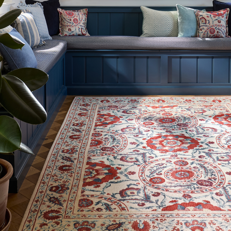 Sanderson Anthos Floral Rug Red Indigo