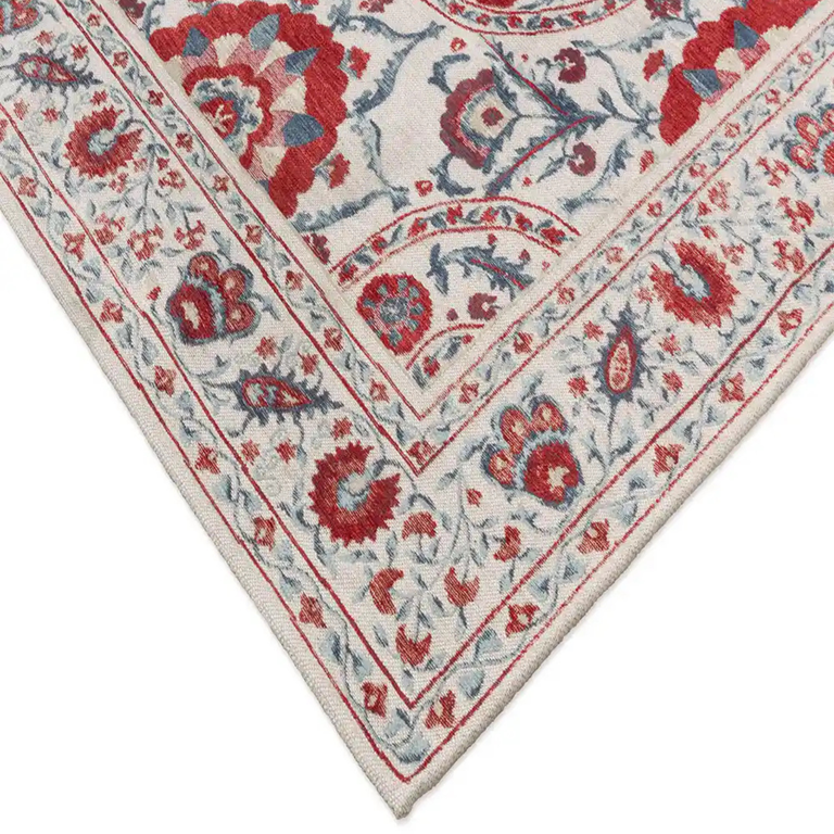 Sanderson Anthos Red Indigo Rug – Elegant Damask Traditional Rug