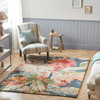 Sanderson Dahlia & Rosehip Floral Rug Teal lifestyle picture in the sitting room