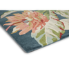 Sanderson Dahlia & Rosehip Floral Rug Teal hand-tufted wool rug with a cut pile