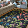 Sanderson Foraging Floral Rug Indigo top-view picture of the pattern design and color palette