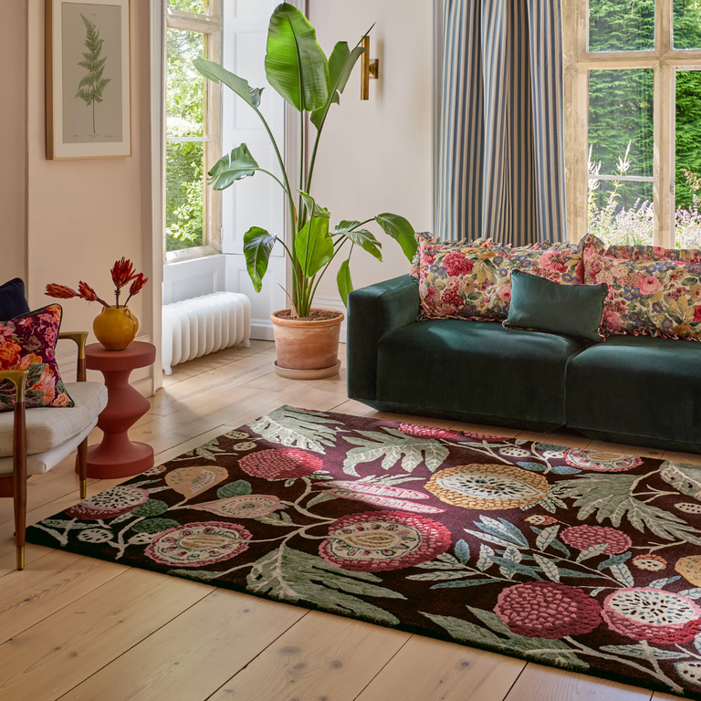 Sanderson Jackfruit Floral Rug Cherry Alabaster