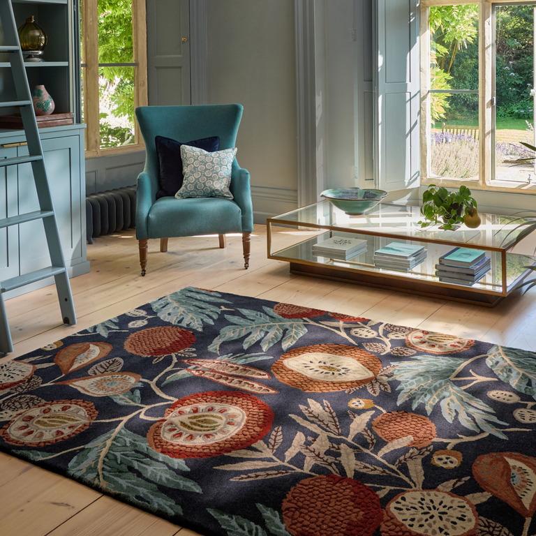 Sanderson Jackfruit Floral Rug Turmeric Indigo