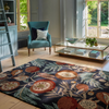 Sanderson Jackfruit Floral Rug Turmeric Indigo lifestyle picture in the living room