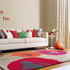 Sanderson Poppies Floral Rug Red Orange lifestyle picture in the living room
