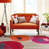 Sanderson Poppies Floral Rug Red Orange close-up view picture of the color palette and pattern