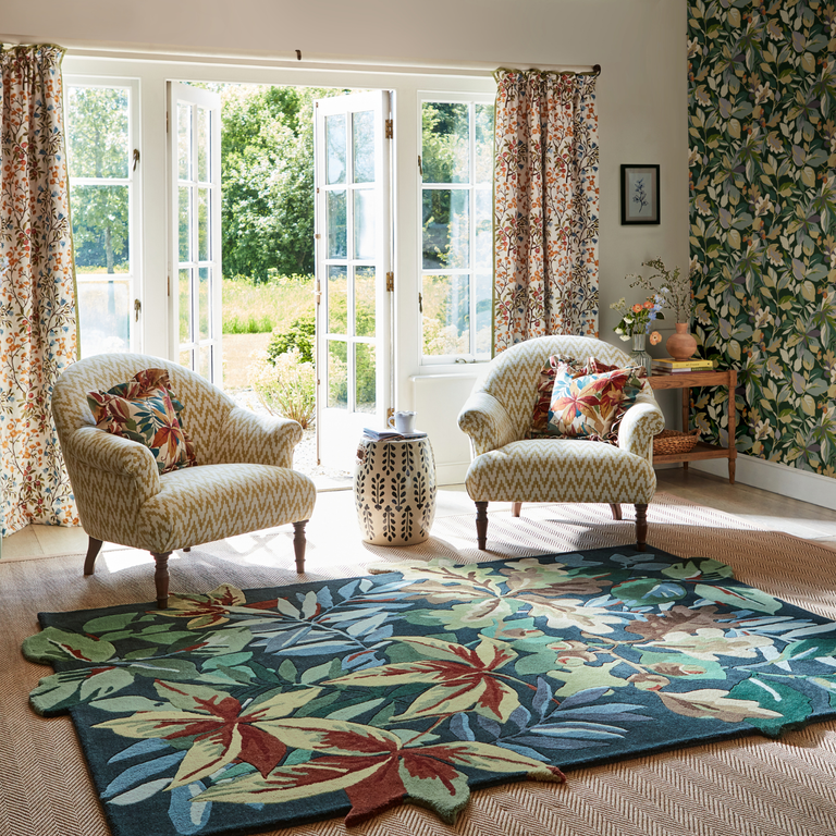 Sanderson Robins Wood Floral Rug Forest Green