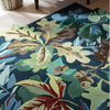Sanderson Robins Wood Floral Rug Forest Green close-up view picture of the pattern and color palette