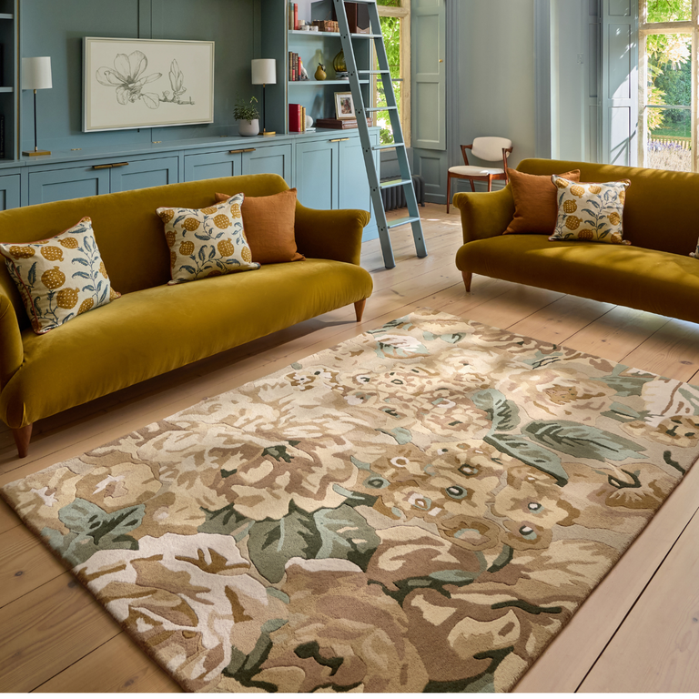 Sanderson Rose & Peony Floral Rug Birch