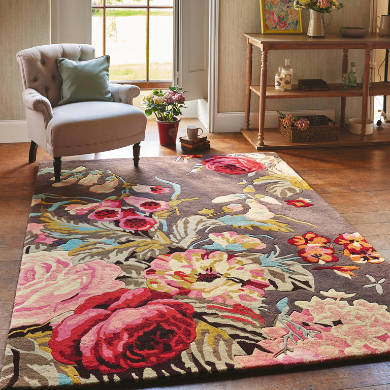 Sanderson Stapleton Park Floral Rug Rosewood
