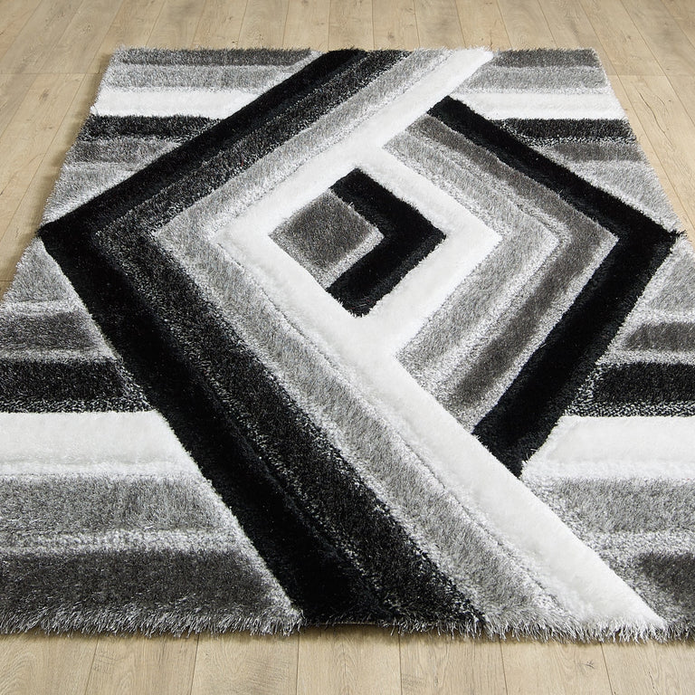 Saturn Geometric Rug - Black Grey