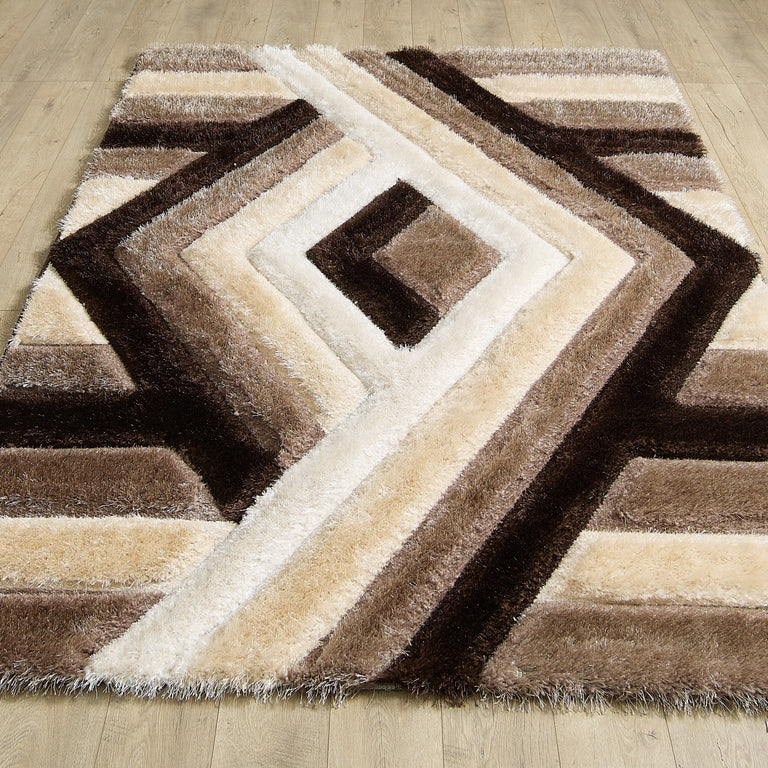 Saturn Geometric Rug - Beige Brown