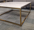 Scala Marble Top Square Coffee Table close view picture of the table's gold frame