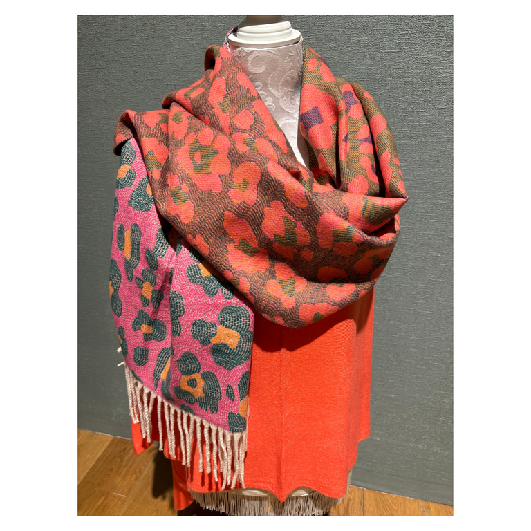 Scarf Pink and Dark Green