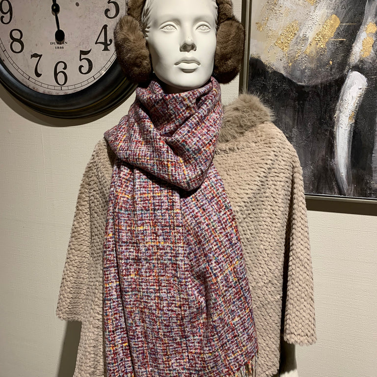 Pink Multicolor Twisted Scarf – Cozy Winter Scarf | Gifts for Her