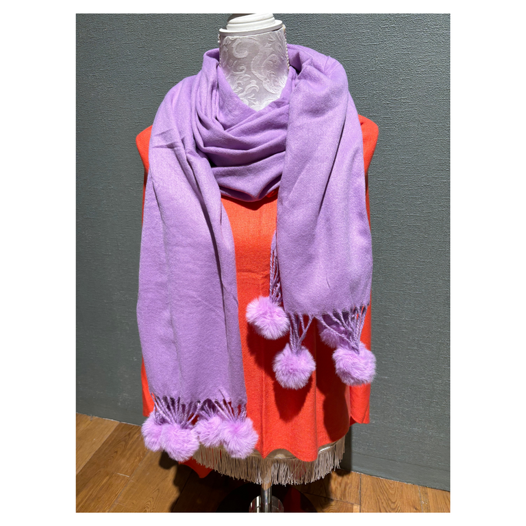 Purple Scarf with Poms