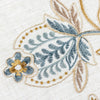 Scatterbox Josette Cushion 45x45cm Blue/Natural close view picture of the embroidered floral pattern