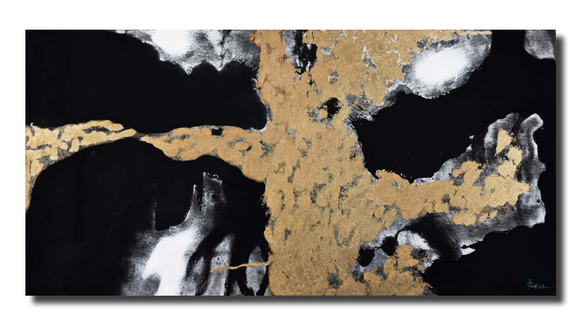 Stunning hand-painted artwork with metallic gold accents – Scatterbox Skyworm.
