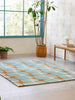 Scion Going Lohko Geometric Rug Sky lifestyle picture in the living room