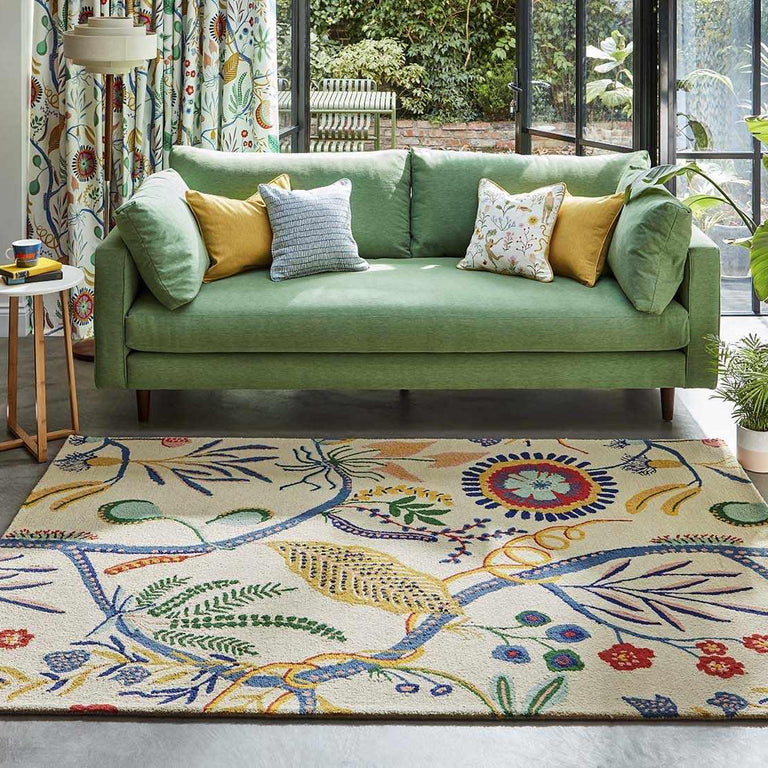 Scion Jackfruit and the Beanstalk Floral Rug Chai Sage