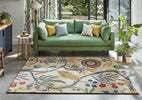 Scion Jackfruit and the Beanstalk Floral Rug Chai Sage lifestyle picture in the living room