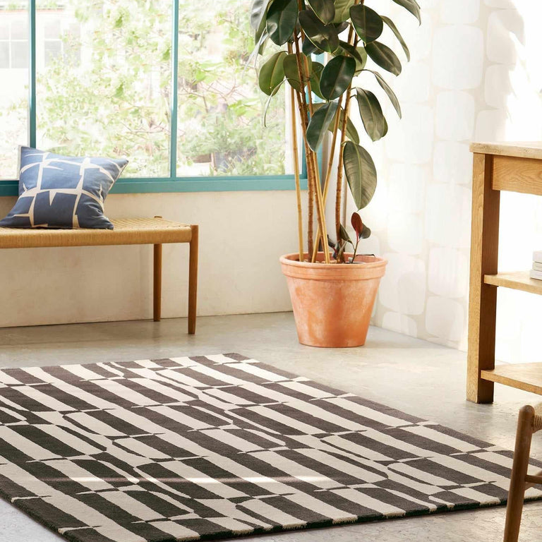 Scion Lohko Stripe Bohemian Rug Charcoal