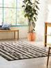 Scion Lohko Stripe Bohemian Rug Charcoal lifestyle picture in the living room