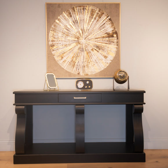 Scroll Black 150cm Sideboard Table With Drawer life style picture