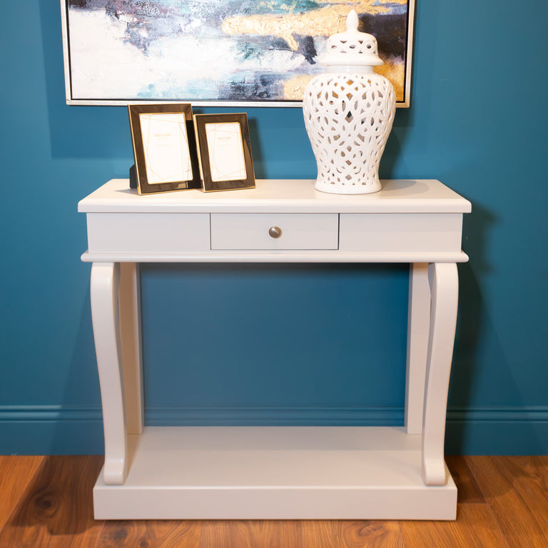 Scroll Console Table with Drawer 90 cm Grey