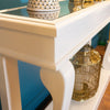 Scroll Ivory 120cm Console Table Ant Mirror close view picture of the table ivory color