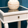 Scroll Accent End Table Ivory with Drawer & Mirror
