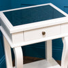 Scroll Accent End Table Ivory with Drawer & Mirror