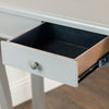 Scroll Mink 90cm Console Table With Drawer close view picture of the opened drawer