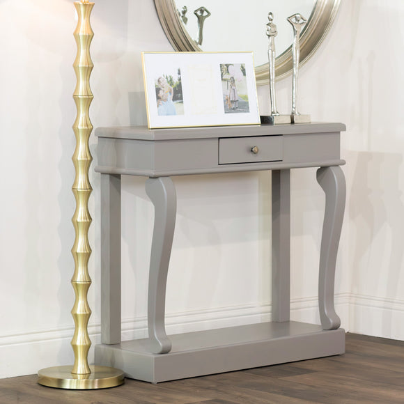 Scroll Mink 90cm Console Table With Drawer life style picture