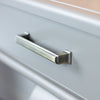 Scroll Mink Console Table With Drawer close view picture of the metal handle on the drawer 