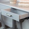 Scroll Mink Console Table With Drawer close view picture of the opened drawer