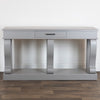 Scroll Mink Console Table With Drawer front view life style picture