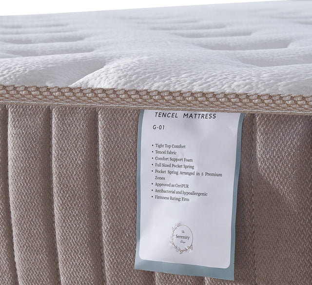 Serenity G01 Tencel Single Mattress 3 Ft with Pocket Springs & Firm Support for Single Bed