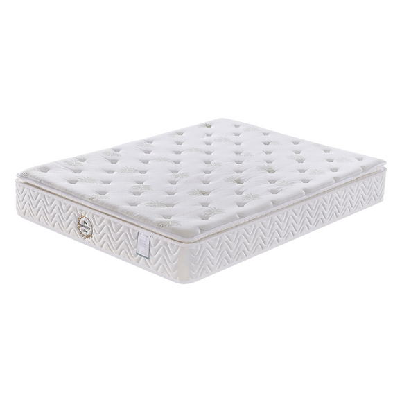 Single mattress with a smooth white surface labeled 